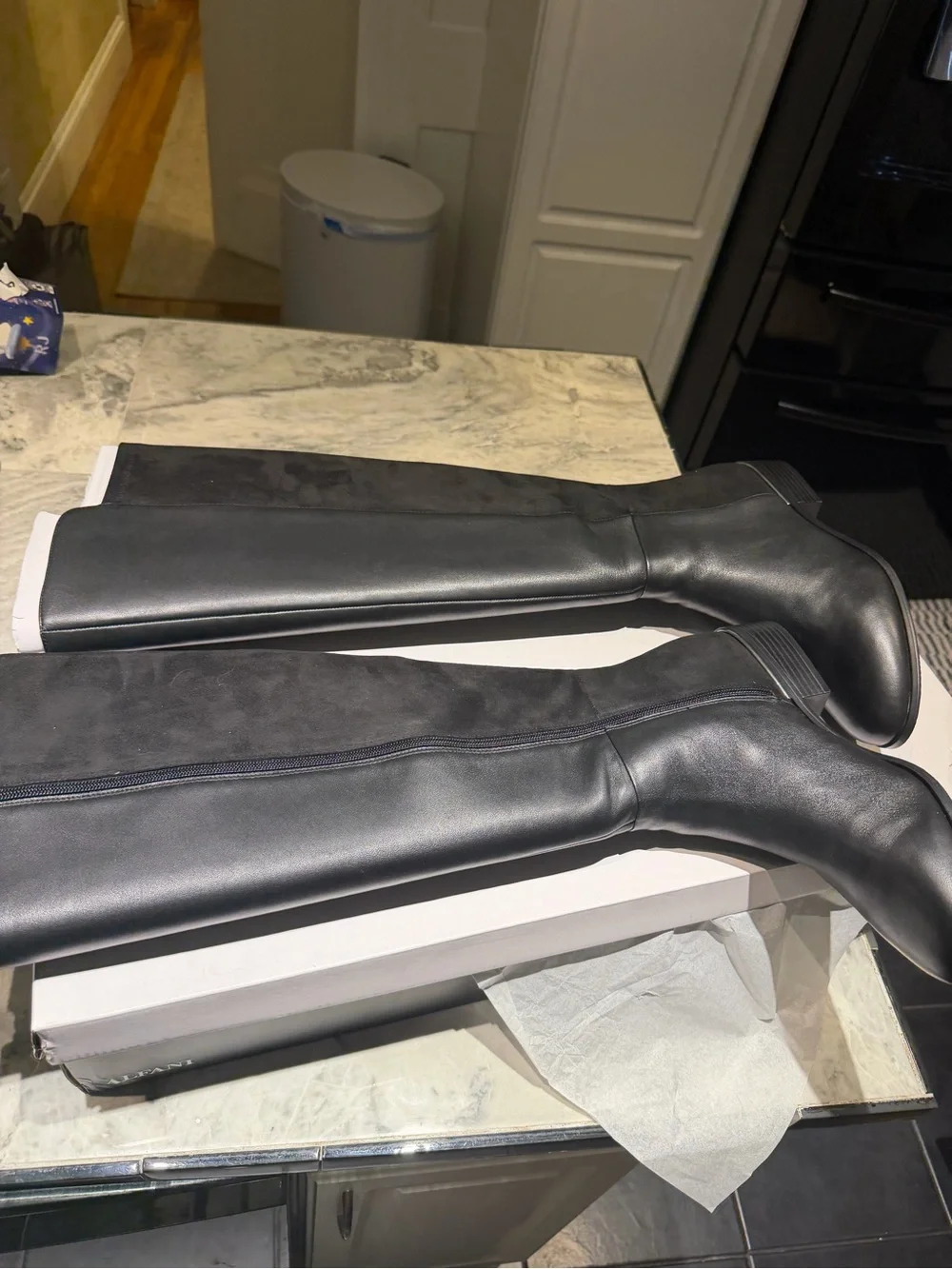 Alfani Black Over-The-Knee Leather Boots